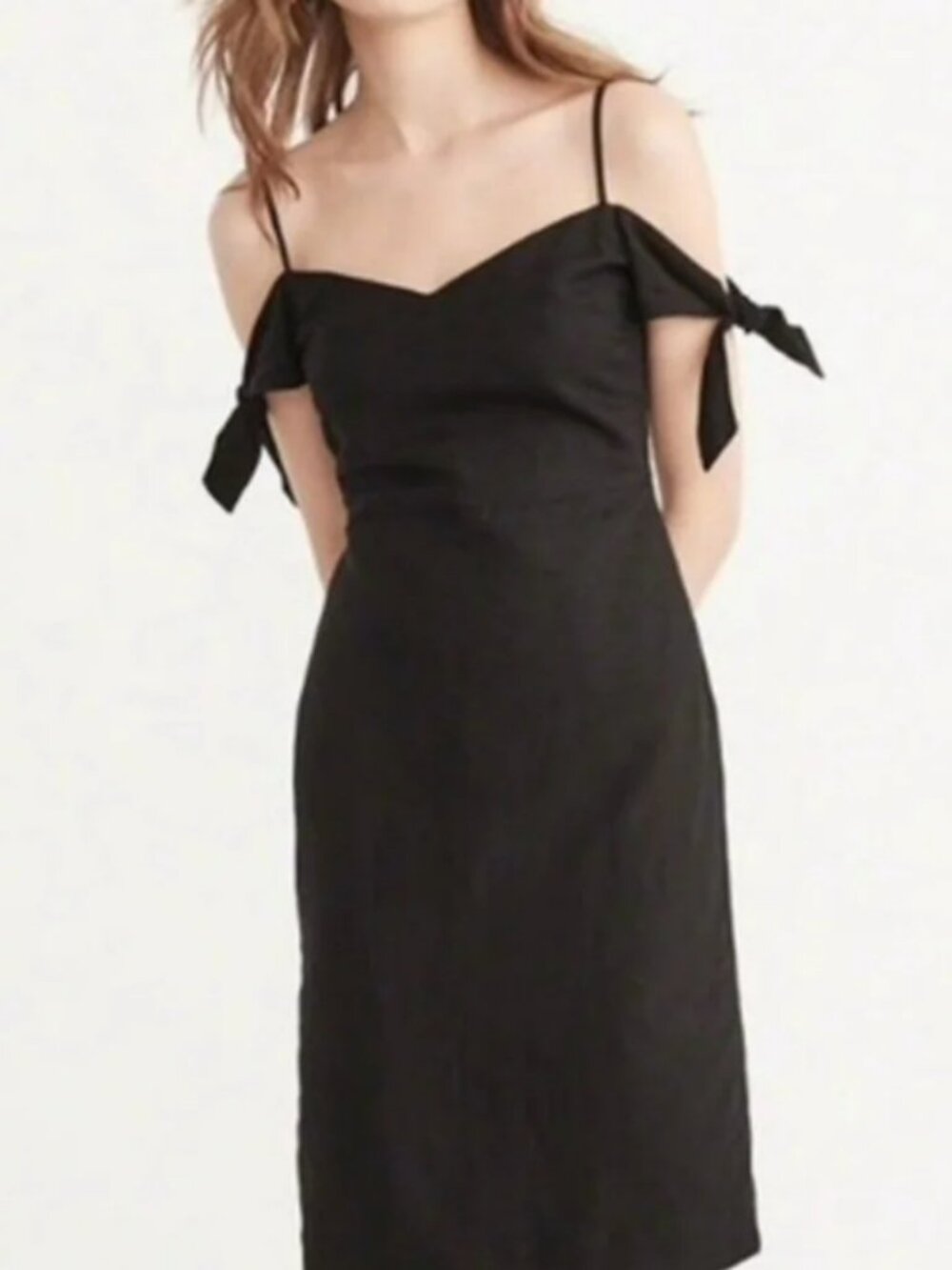 Abercrombie and Fitch Off Shoulder Linen Blend Midi Dress